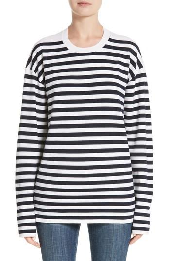 Women's Burberry Passirio Breton Stripe Merino Wool Blend Top