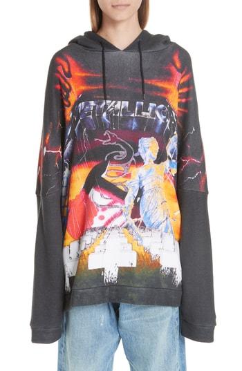 Women's R13 Metallica Print Hoodie - Black
