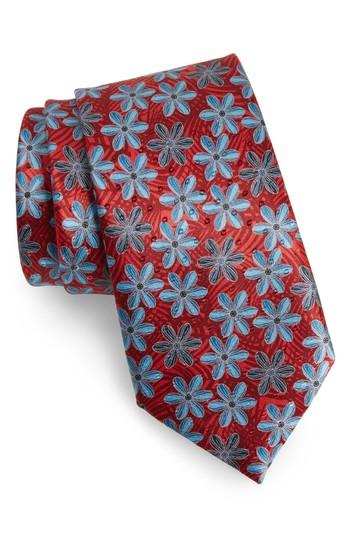 Men's Ermenegildo Zegna Floral Silk Tie, Size - Red