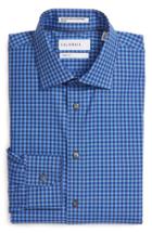 Men's Calibrate Trim Fit Non-iron Check Dress Shirt 32/33 - Blue