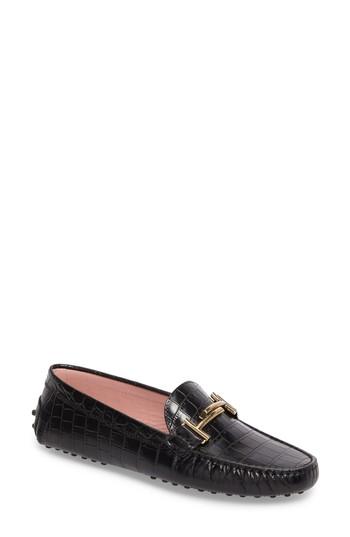 Women's Tod's 'double T' Bit Loafer Us / 34eu - Black
