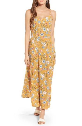 Women's Love, Fire Floral Maxi Dress - Yellow