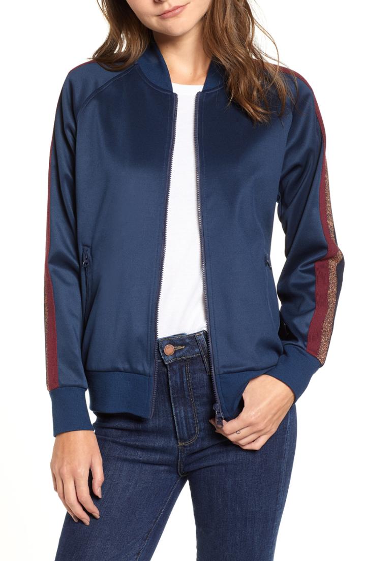 Women's Pam & Gela Metallic Stripe Track Jacket - Blue