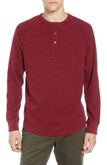 Men's French Connection Garment Dye Slub Henley - Red