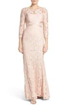 Women's Adrianna Papell Illusion Yoke Lace Gown - Pink