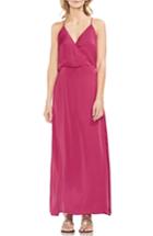 Women's Vince Camuto Hammered Satin Wrap Front Maxi Dress