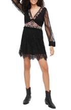 Women's Topshop Embroidered Lace Dress Us (fits Like 0) - Black
