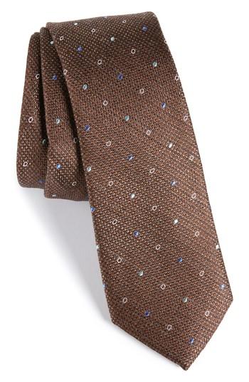 Men's Calibrate Brubeck Neat Silk Blend Tie, Size - Brown