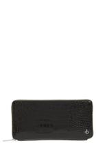 Women's Rag & Bone Croc Embossed Zip Around Leather Wallet - Black