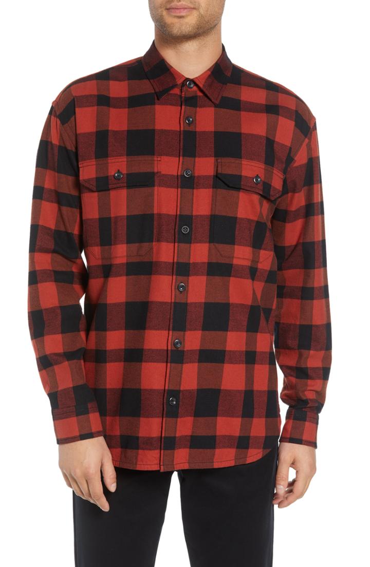Men's Vince Regular Fit Buffalo Plaid Sport Shirt - Red