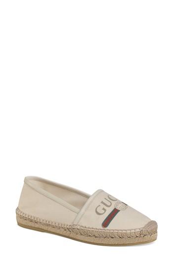 Women's Gucci Pilar Logo Espadrille Flat Us / 35eu - White