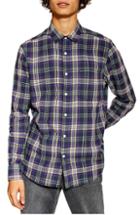 Men's Topman Slim Fit Tartan Shirt - Purple