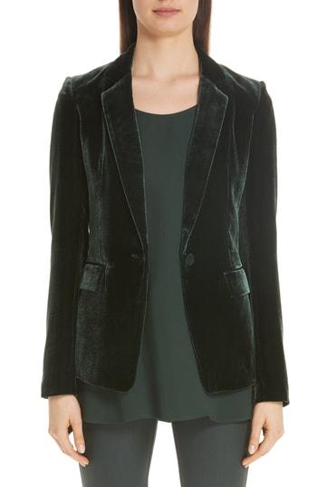 Women's Lafayette 147 New York Lyndon Velvet Blazer - Green