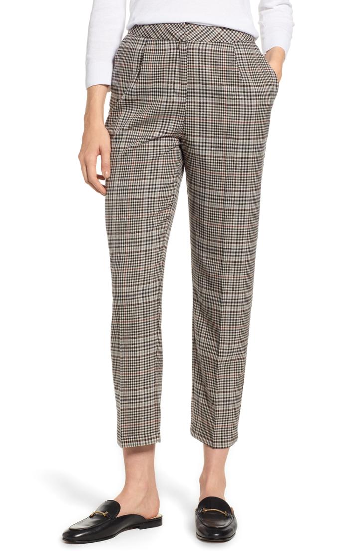 Women's 1.state Check Plaid Tapered Leg Pants (similar To 14w) - Black