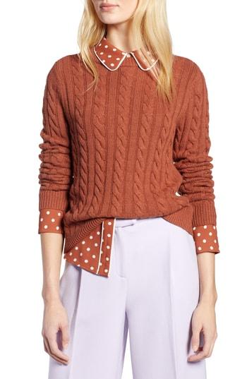 Women's Halogen X Atlantic-pacific Cable Sweater - Brown