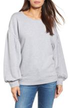 Petite Women's Halogen Blouson Sleeve Sweatshirt, Size P - Grey