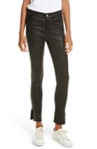 Women's Frame Le High Skinny Slit Leather Pants - Black