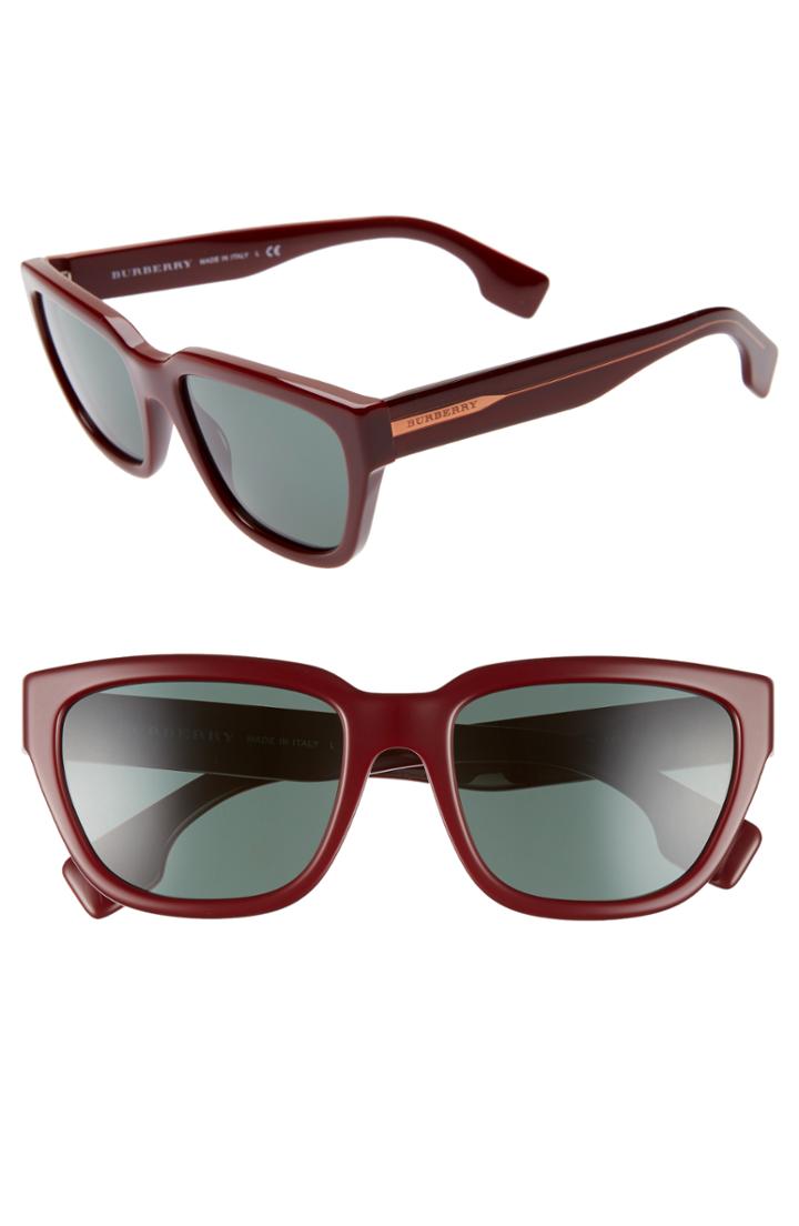 Women's Burberry 54mm Square Sunglasses - Bordeaux/ Grey Solid