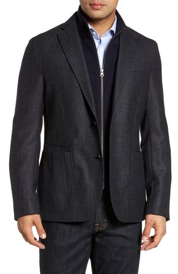 Men's Kroon Jones Aim Hybrid Classic Fit Check Wool Sport Coat R - Black