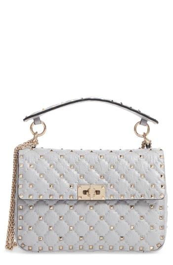 Valentino Garavani Medium Rockstud Matelasse Quilted Leather Shoulder Bag - Grey