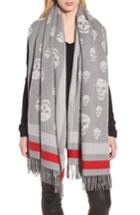 Women's Alexander Mcqueen Skull Wool & Cashmere Scarf, Size - Grey