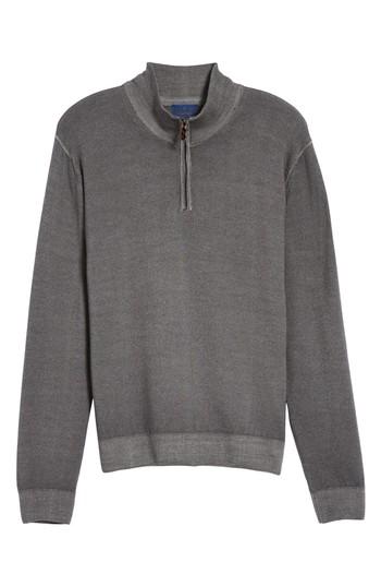Men's David Donahue Ice Merino Wool Quarter Zip Pullover, Size - Black