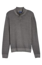 Men's David Donahue Ice Merino Wool Quarter Zip Pullover, Size - Black