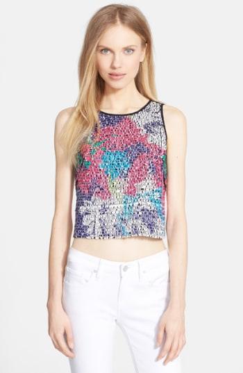 Women's Milly Floral Paillette Silk Top