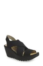 Women's Fly London Yaji Cross Wedge Sandal .5-8us / 38eu - Black