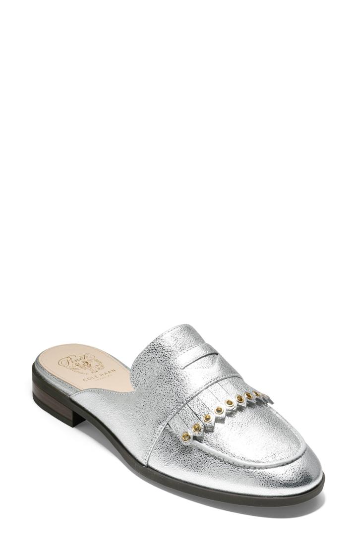 Women's Cole Haan Pinch Kiltie Mule .5 B - Metallic