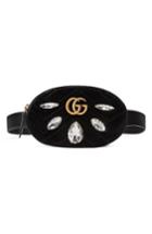 Gucci Marmont 2.0 Crystal & Velvet Belt Bag - Black
