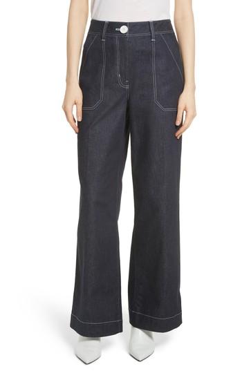 Women's Robert Rodriguez Contrast Stitch Wide Leg Jeans - Blue