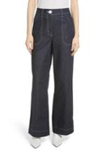 Women's Robert Rodriguez Contrast Stitch Wide Leg Jeans - Blue