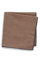 Men's Eleventy Solid Wool & Cotton Pocket Square, Size - Brown