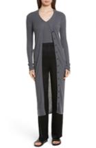 Women's Vince Long Ribbed Cashmere Cardigan - Grey