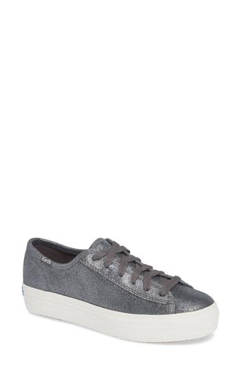 Women's Keds Triple Kick Glitter Suede Platform Sneaker M - Grey