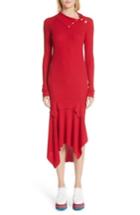 Women's Stella Mccartney Handkerchief Hem Ribbed Wool & Silk Dress Us / 38 It - Red