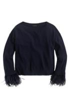 Women's J.crew Feather Sleeve Crewneck Sweater - Blue