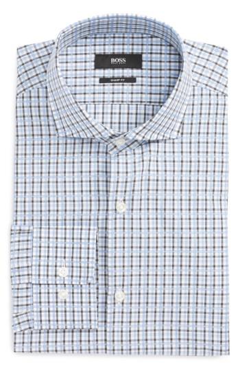 Men's Boss Mark Sharp Fit Check Dress Shirt .5 L - Grey