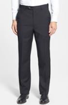 Men's Berle Self Sizer Waist Flat Front Wool Trousers X 30 - Black