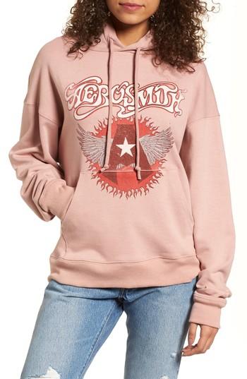 Women's Day By Daydreamer Aerosmith Wings Hoodie Sweatshirt - Pink