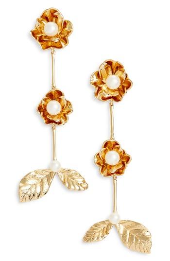 Women's Kate Spade Floral Imitation Pearl Drop Earrings