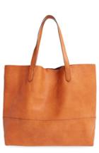 Sole Society Dawson Oversize Faux Leather Shopper - Brown