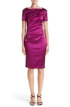 Women's Talbot Runhof Stretch Satin Sheath Dress - Pink
