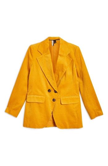 Women's Topshop Corduroy Blazer Us (fits Like 0) - Yellow