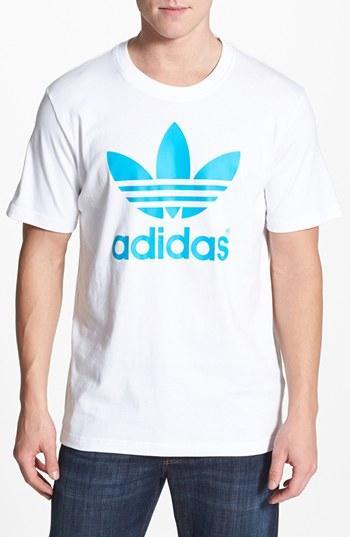 Adidas Originals 'mirror Trefoil' Crewneck T-shirt White/ Solar