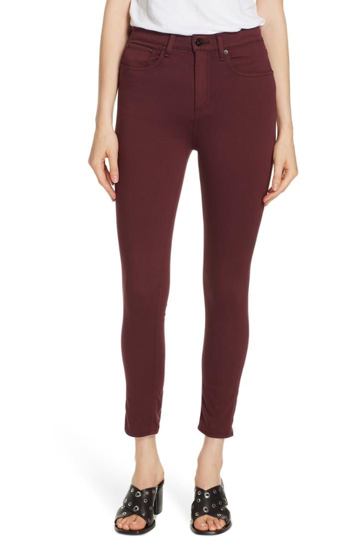 Women's Rag & Bone/jean High Waist Ankle Skinny Jeans - Burgundy