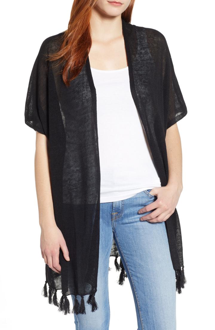 Women's Tommy Bahama Lea Long Linen Cardigan - Black