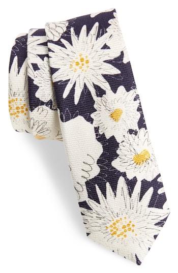 Men's Burberry Floral Silk Skinny Tie, Size - Blue
