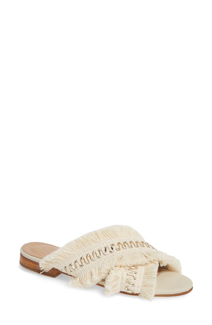 Women's Kaanas Ibiza Frayed Slide Sandal M - Ivory